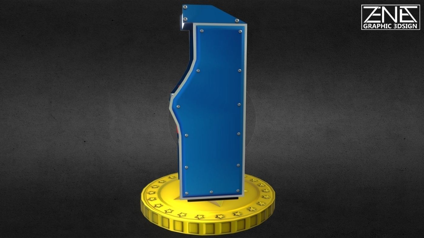 Retro Arcade Machine Optimized Low-Poly Asset Low-poly 3D model_5