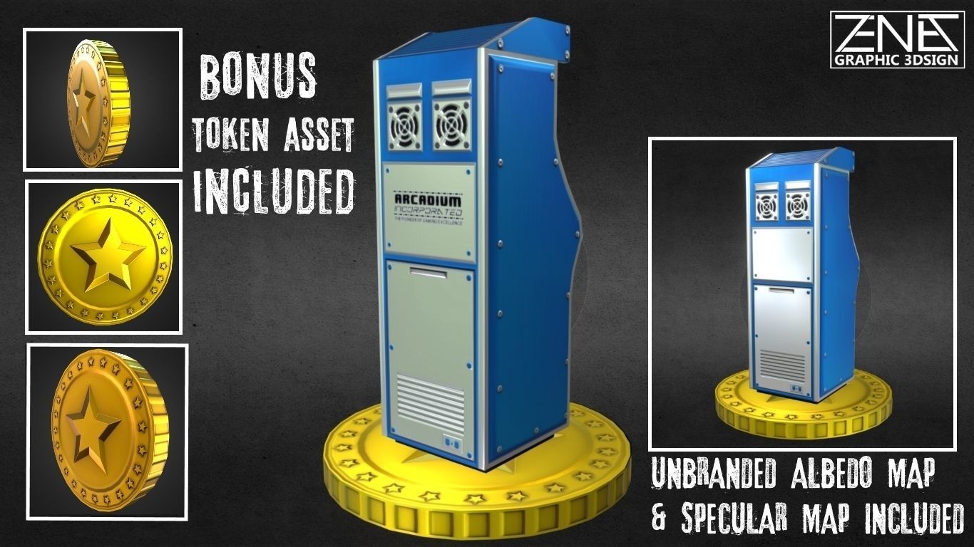 Retro Arcade Machine Optimized Low-Poly Asset Low-poly 3D model_1