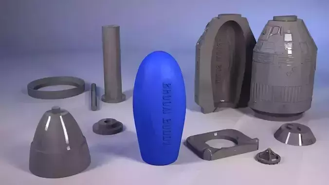 Apollo model and rubber handle mould 2-in-1 3D print model