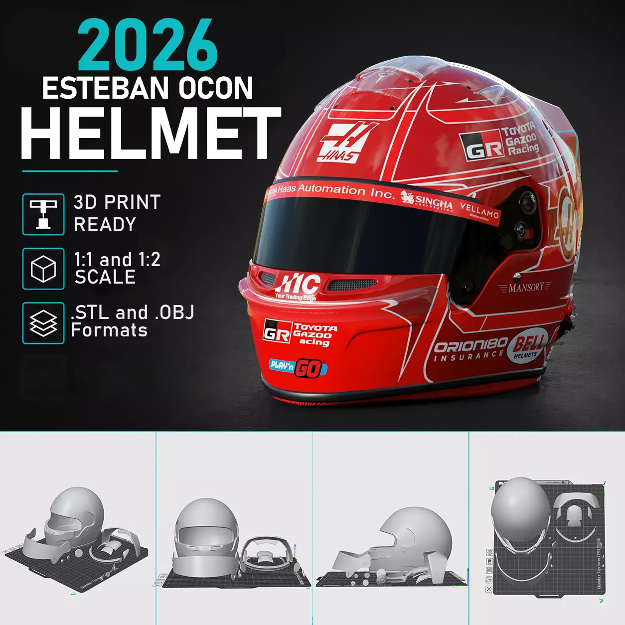 F1 Esteban Ocon 2026 Helmet 3D Print 3D print model