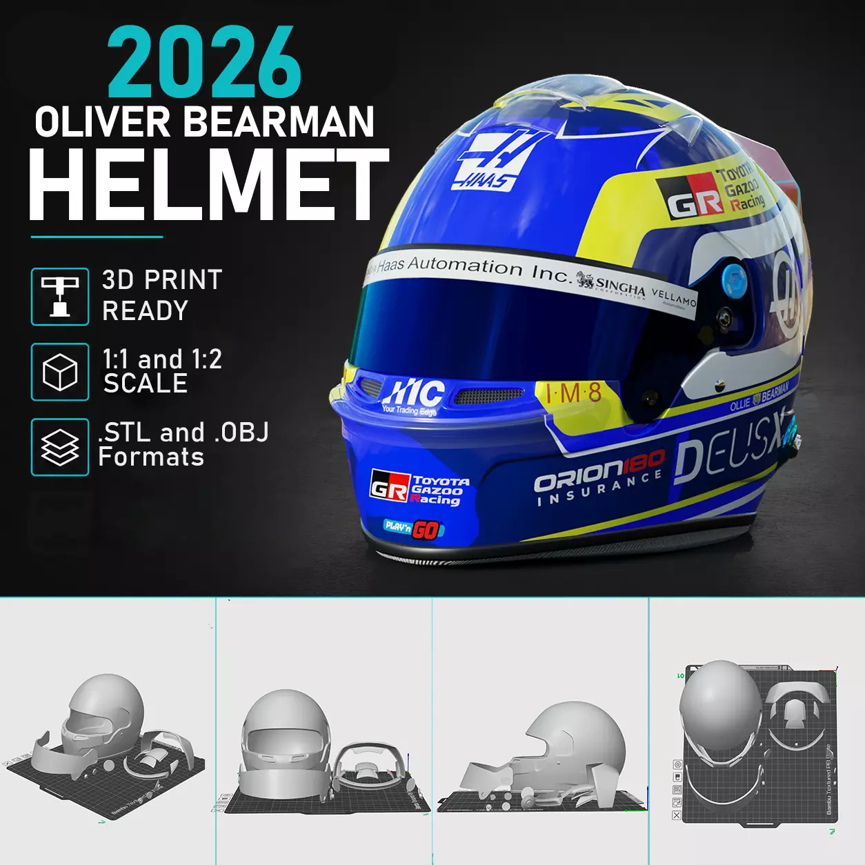 F1 Oliver Bearman 2026 Helmet 3D Print 3D print model