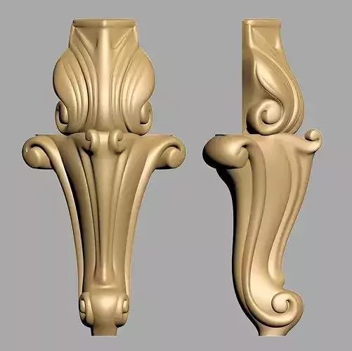 Ornate Baroque Furniture Leg STL