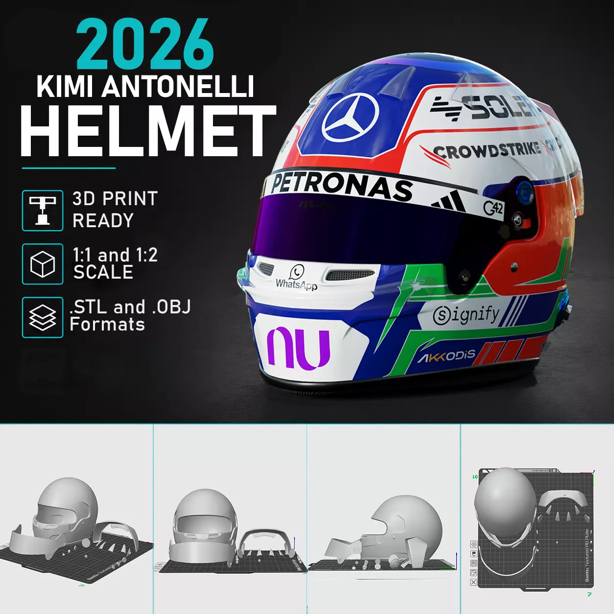 F1 Kimi Antonelli 2026 Helmet 3D Print 3D print model