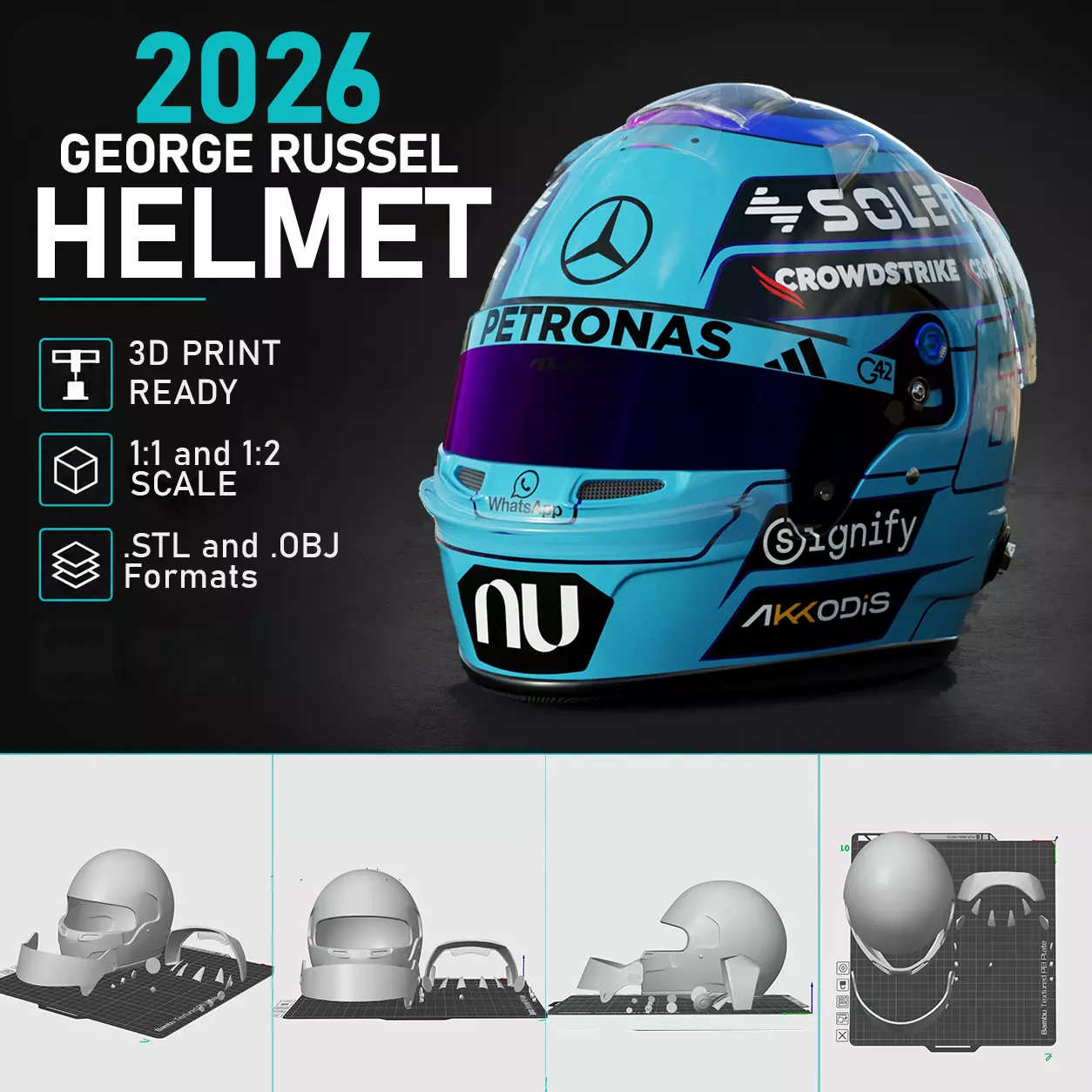 F1 George Russel 2026 Helmet 3D Print 3D print model
