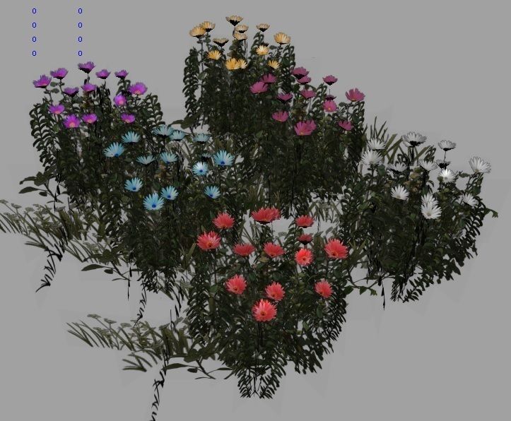 Lowpoly flowers and grass Low-poly 3D model_6