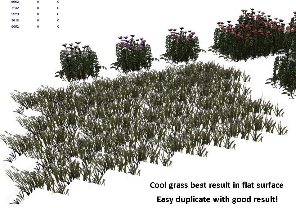 Lowpoly flowers and grass Low-poly 3D model_2