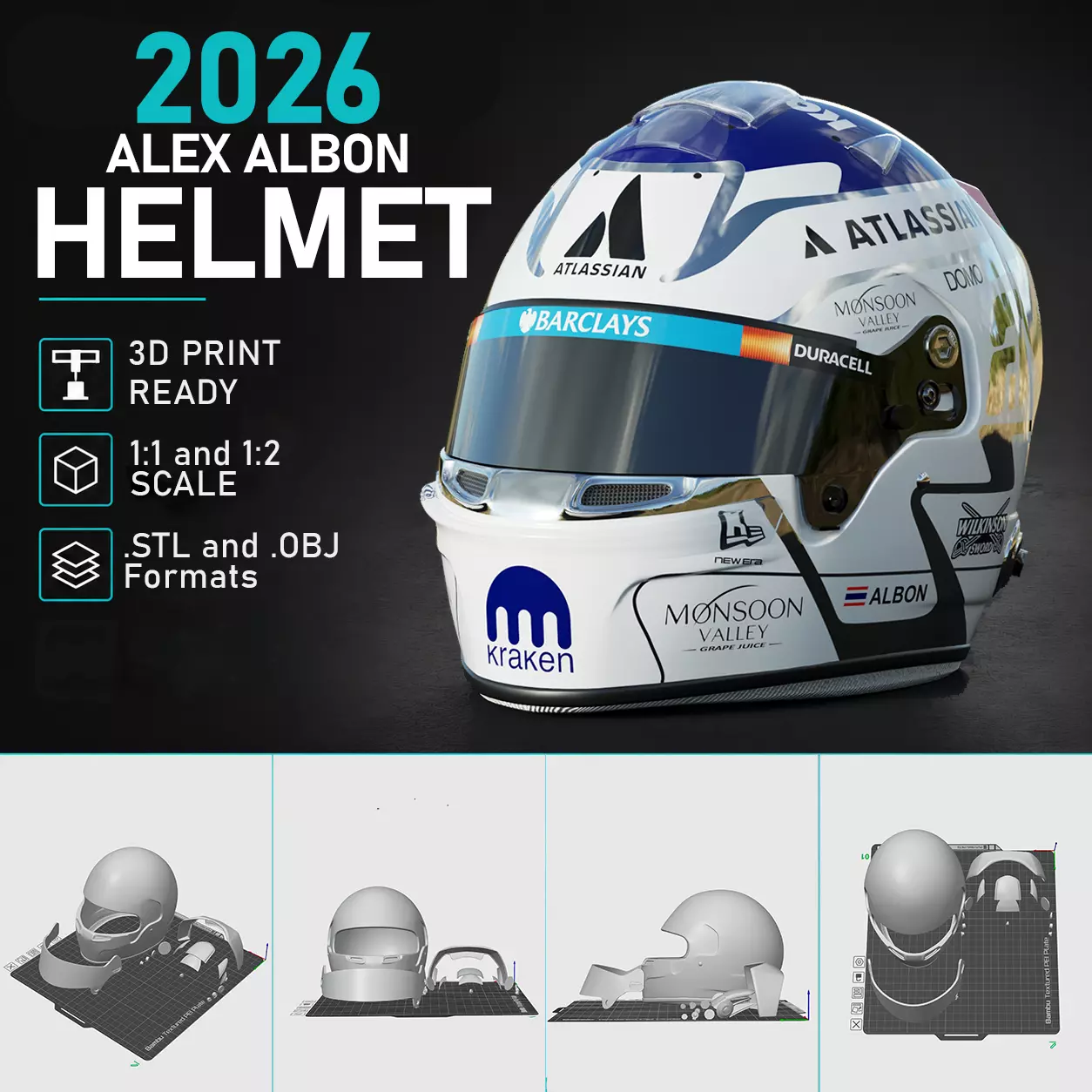 F1 Alex Albon 2026 Helmet 3D Print 3D print model
