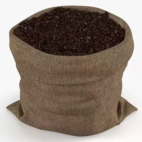 Jute Sack with Coffee Beans Full 3D model 5