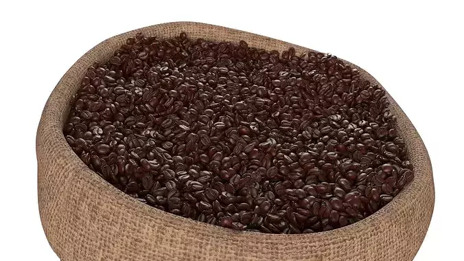 Jute Sack with Coffee Beans Full 3D model 6