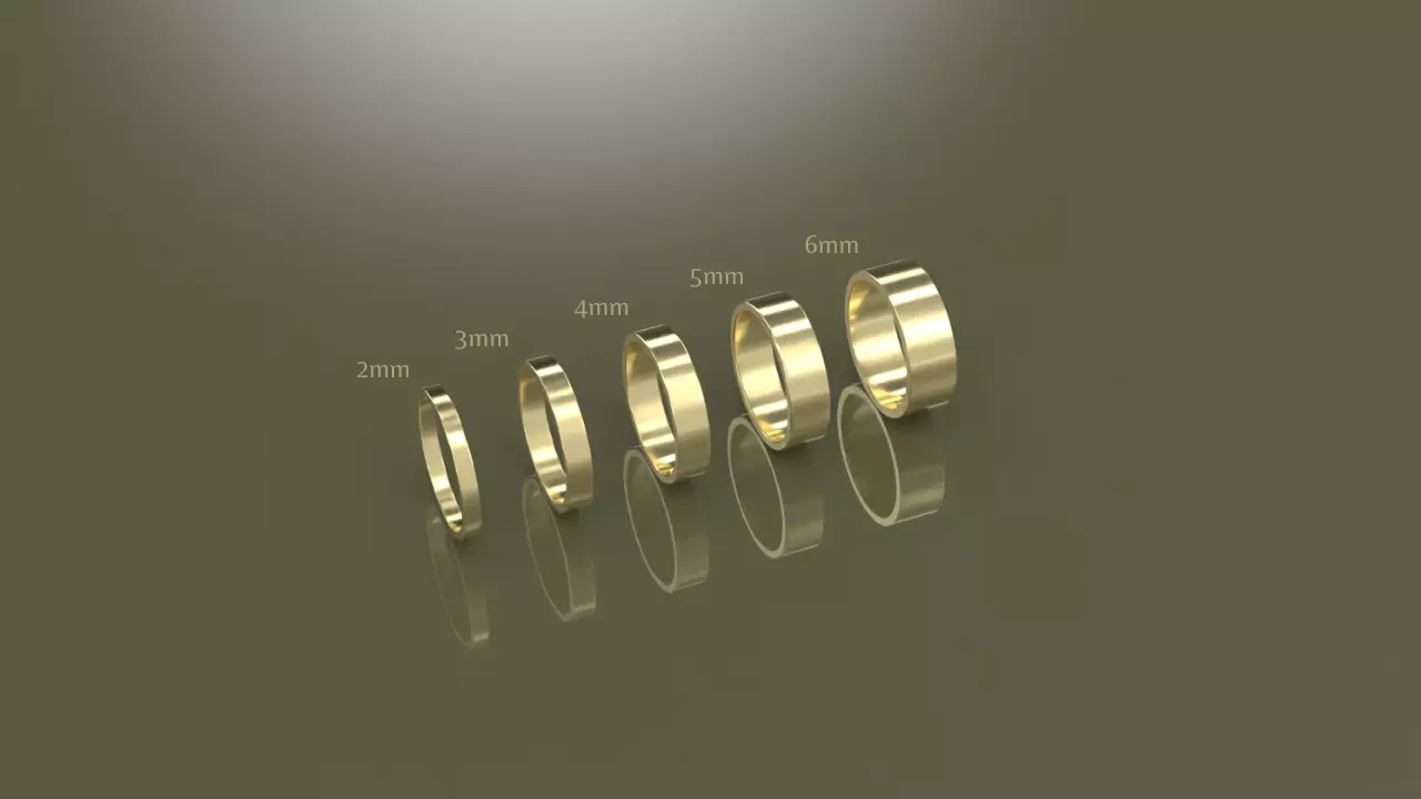 Classic Flat Wedding Bands Pack 2mm to 6mm Full STL and 3DM 3D print model