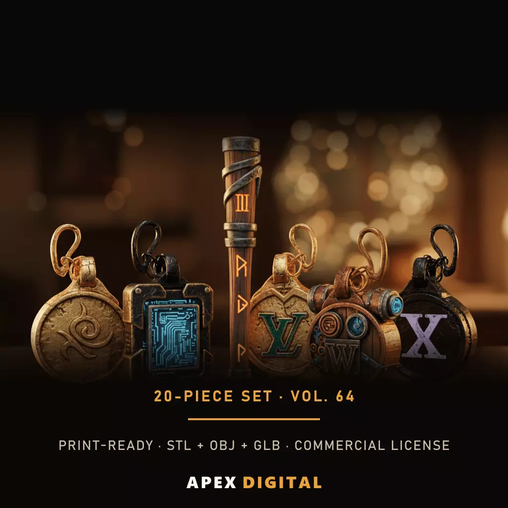 20-Piece Everyday Keychain Collection Vol 64 - 3D Print STL 3D print model