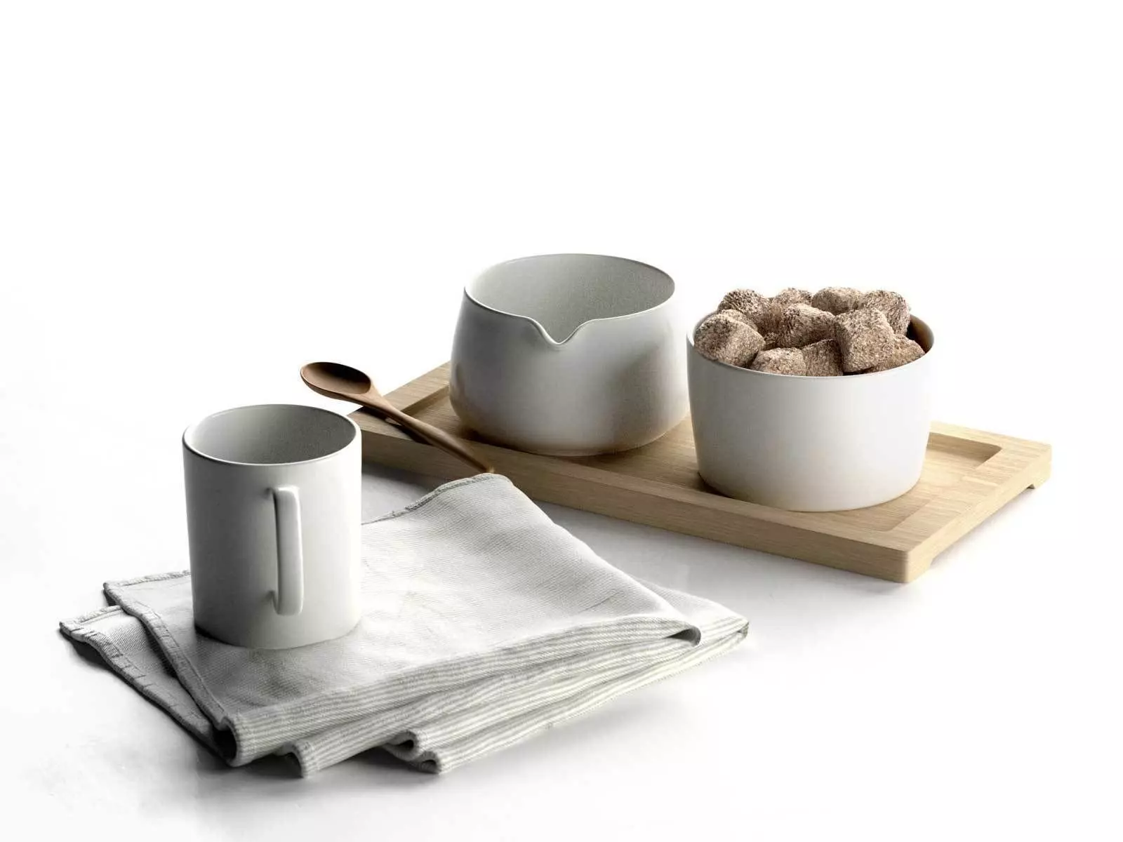 Sugar and Creamer Set on Tray with Cup Towel 3D model_0