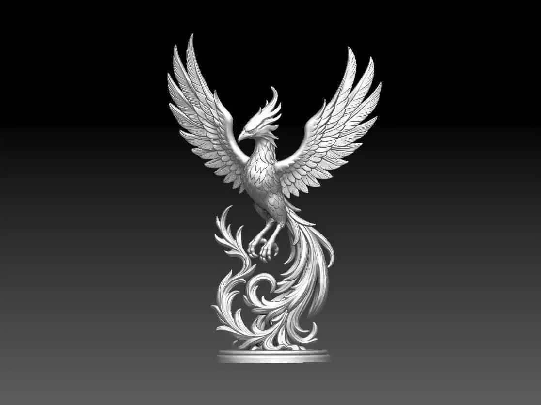 3D Model Rising Phoenix Statue - Mythical STL File for Printing 3D print model