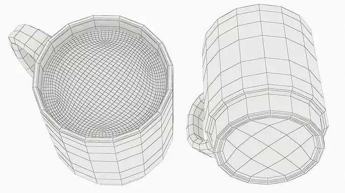 Ceramic Coffee Mug with Latte Art 3D model 7