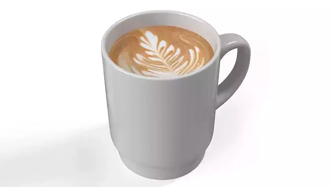 Ceramic Coffee Mug with Latte Art 3D model