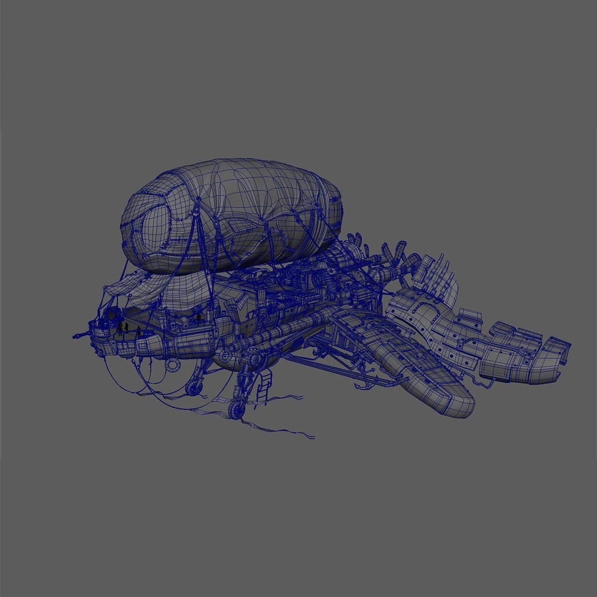 airship spacecraft flying in sky 3D model_6