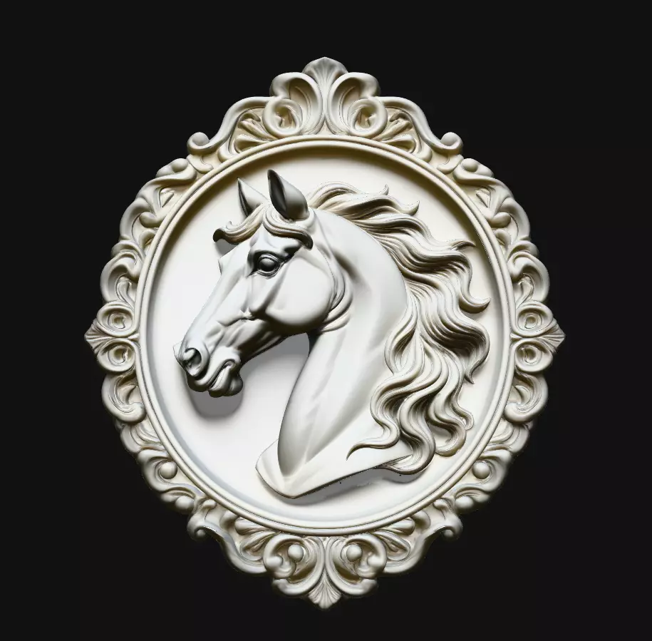 Unicorn Horse Head Fantasy Medallion Pendant Model 3D print model