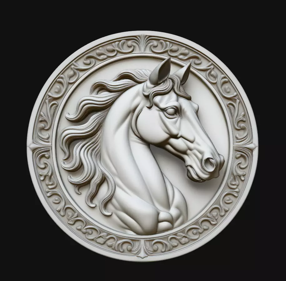 Horse Head Equestrian Round Medallion Pendant Jewelry 3D print model