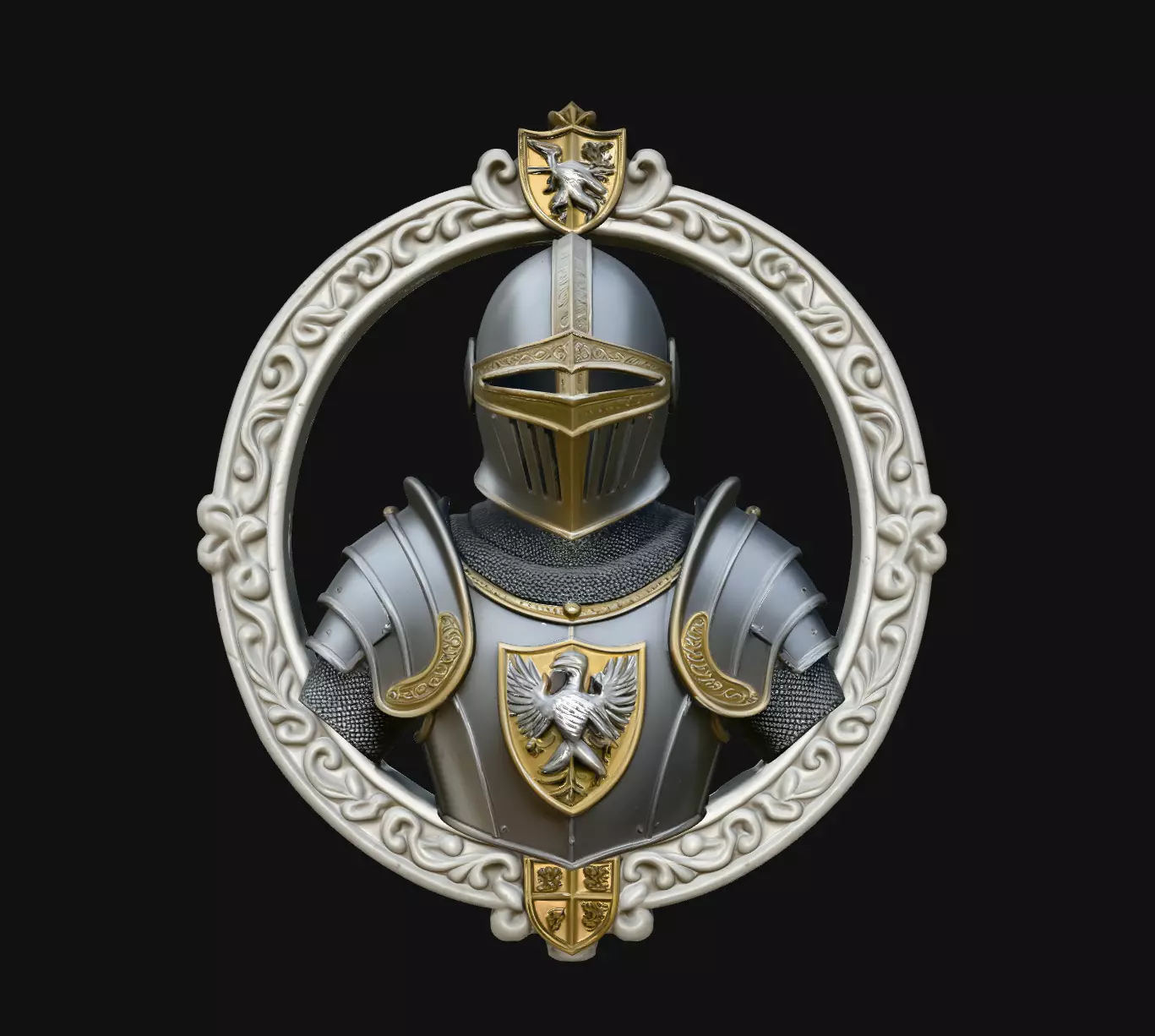 Crusader Knight Armor Round Medallion Pendant Jewelry Model 3D print model