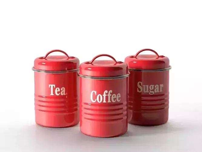 Vintage Kitchen Red Set of 3 Storage