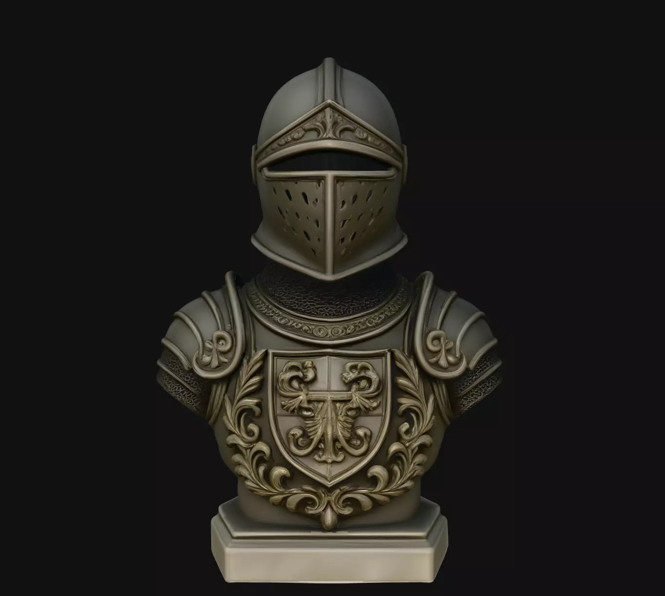 Crusader Knight Armor Bust Medallion Pendant Jewelry Model 3D print model