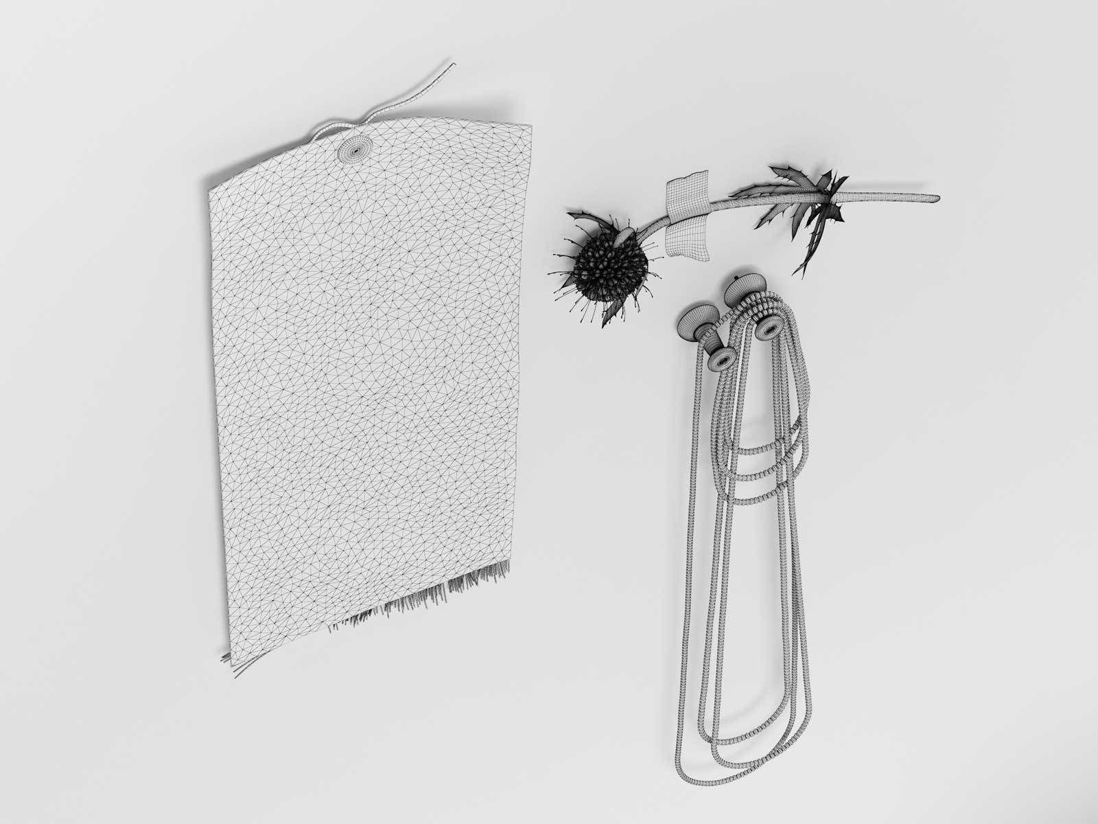 Table Lamp Books Stack Eryngium Flower and Stationery 3D model_2