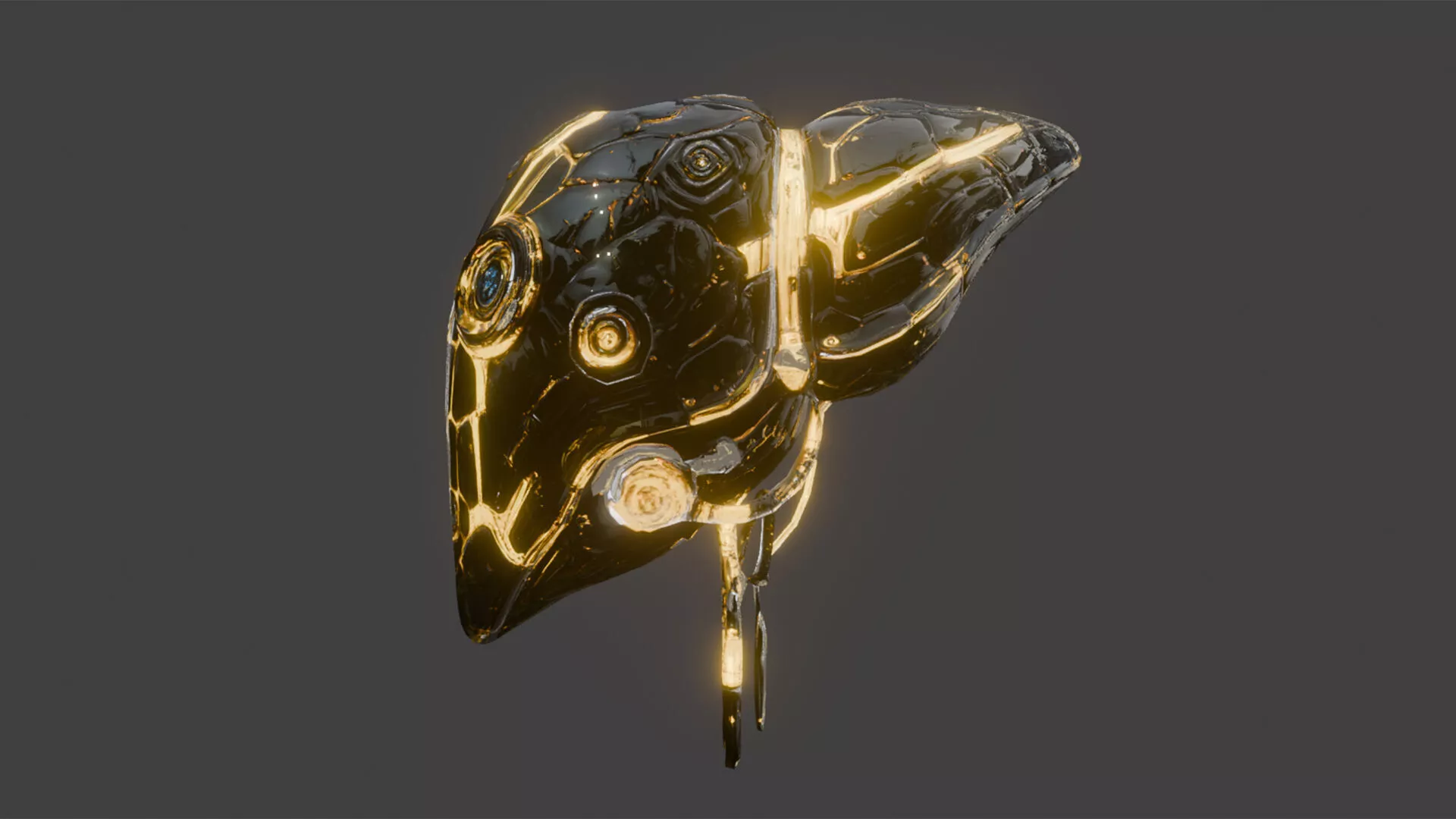 Cyberpunk Black Gold Liver Low-poly 3D model