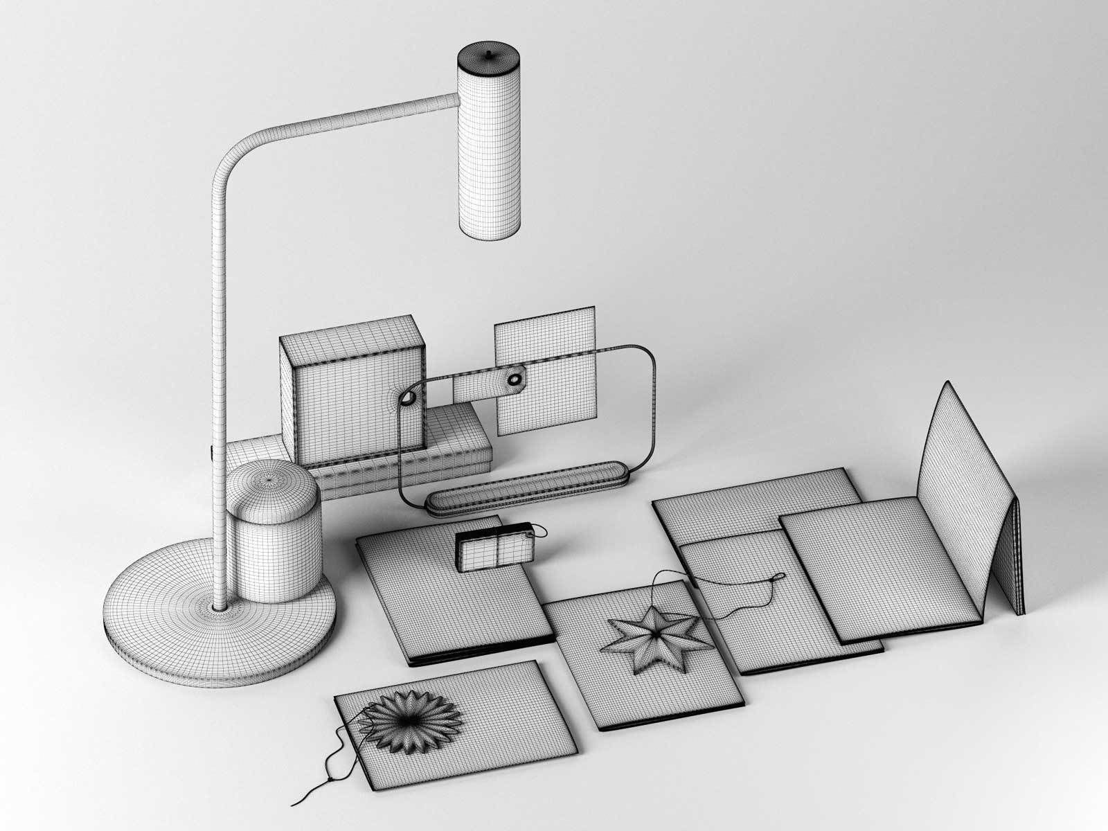 Desk Accessories With Table Lamp 3D model_1