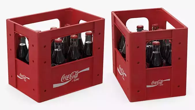 Coca Cola Bottles in Plastic Container Red 3D model