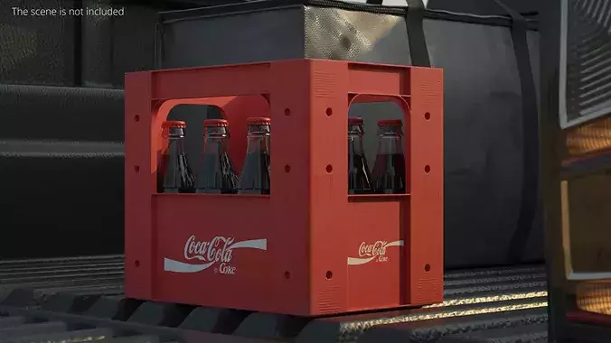 Coca Cola Bottles in Plastic Container Red 3D model 2
