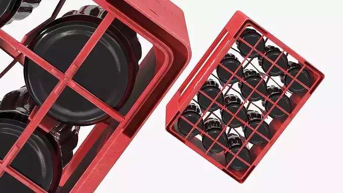 Coca Cola Bottles in Plastic Container Red 3D model 4