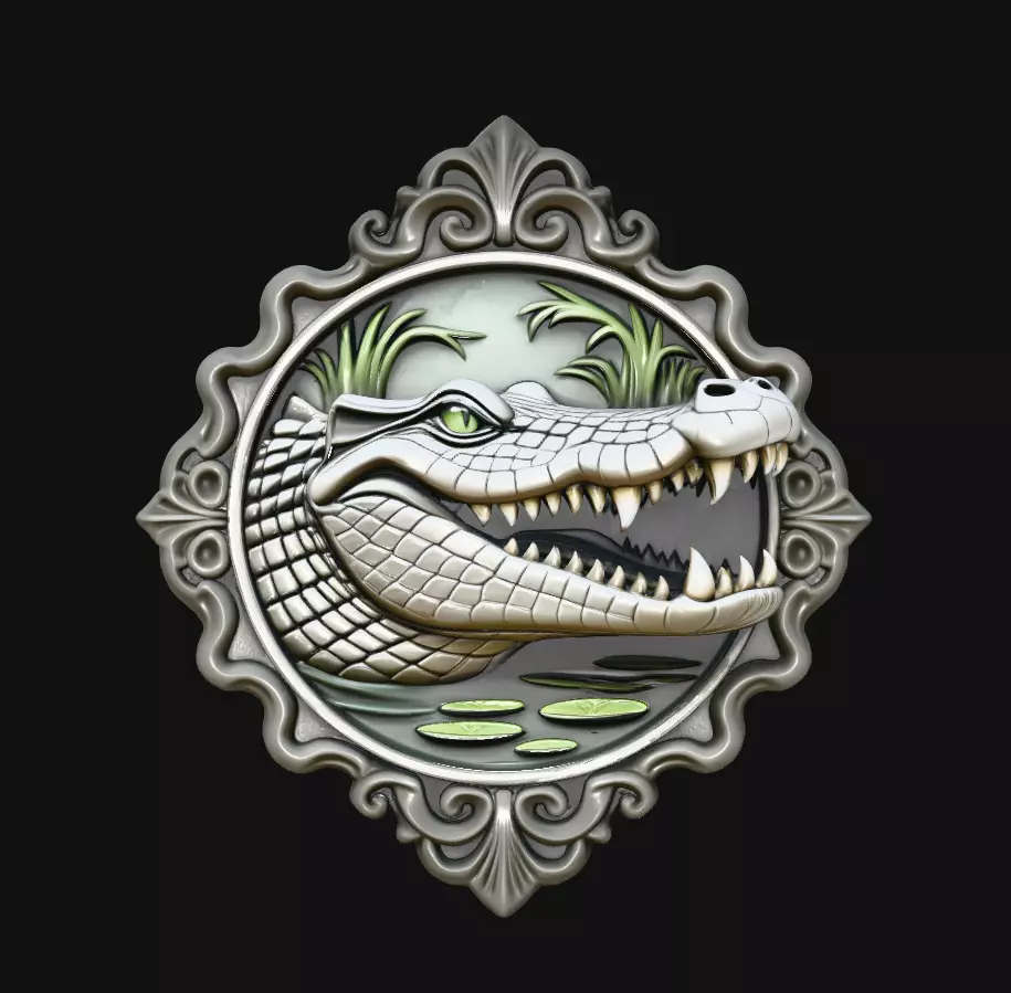 Alligator Swamp Ornate Pendant 3D Print Model 3D print model