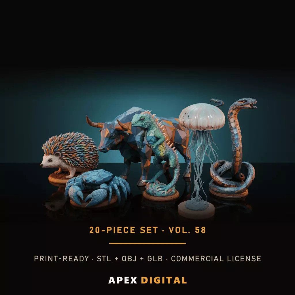 20-Piece Flexi Animals Collection Vol 58 - 3D Print STL 3D print model