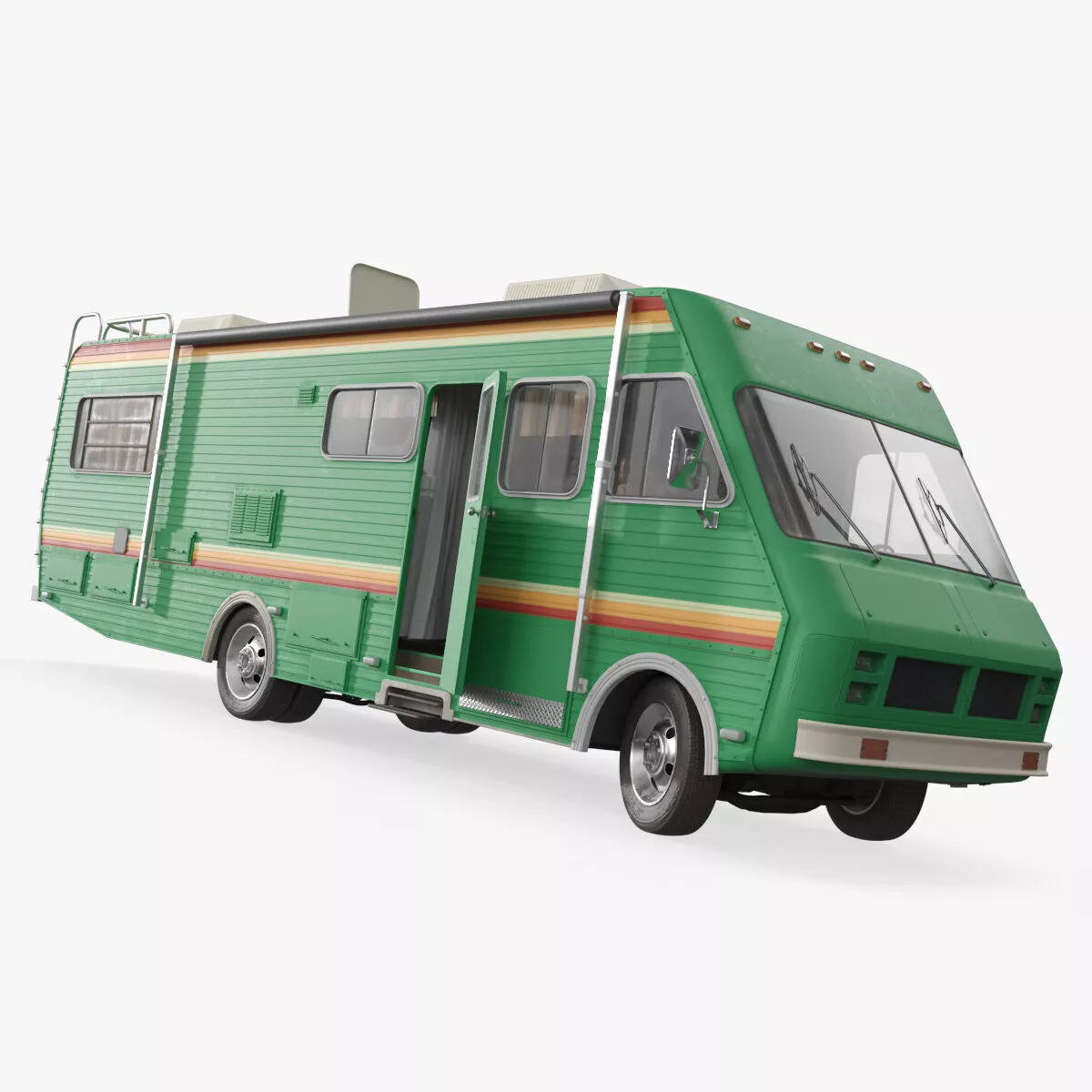 Restored Mobile Home with Chrome Wheels Rigged for Maya 3D model