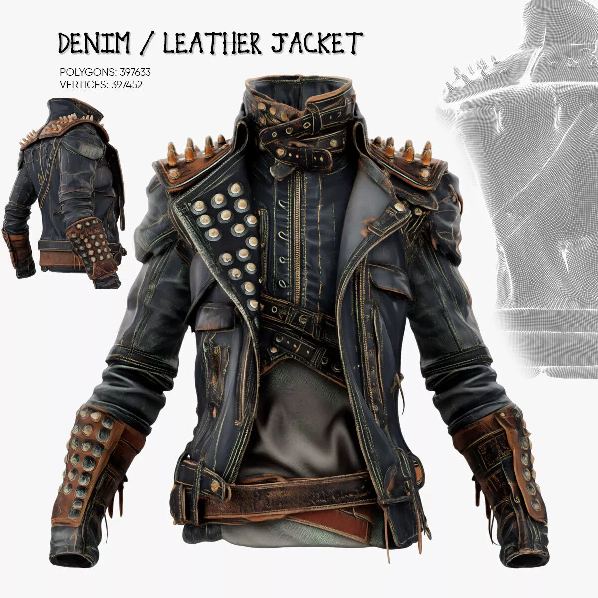 Denim Leather Jacket 3D model