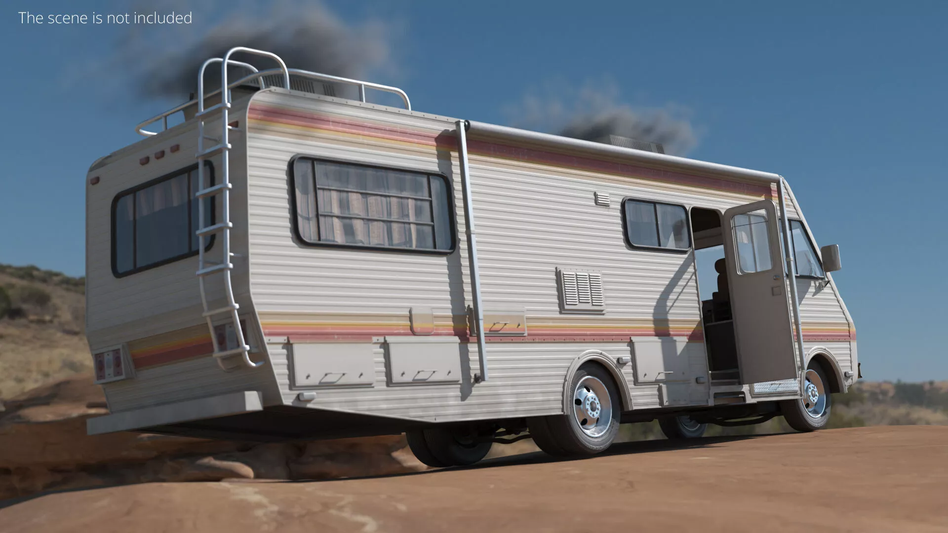 Large RV Motorhome with Side Windows Vintage Rigged Cinema 4D 3D model