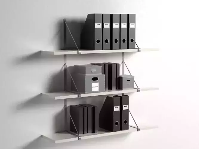 Ekby Gallo Wall Shelves with Office Organizers 3D model