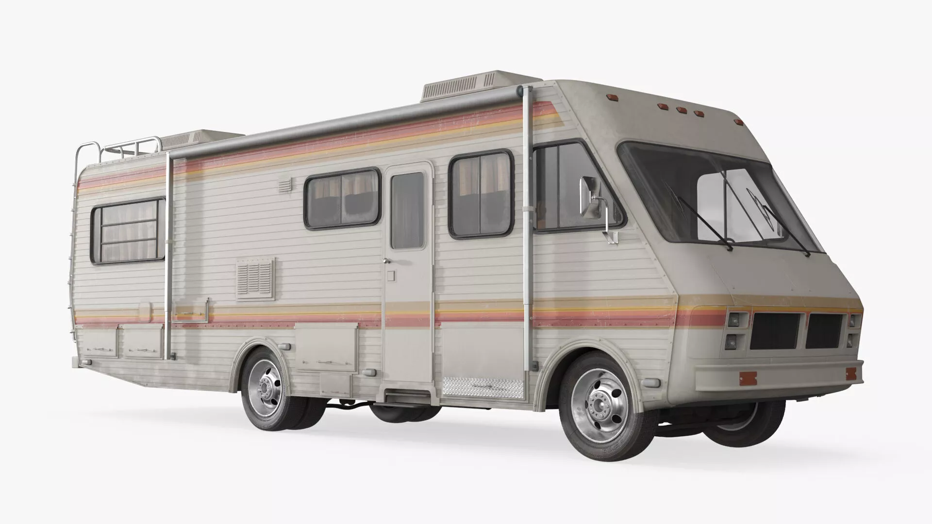 Large RV Motorhome with Side Windows Vintage Rigged for Maya 3D model