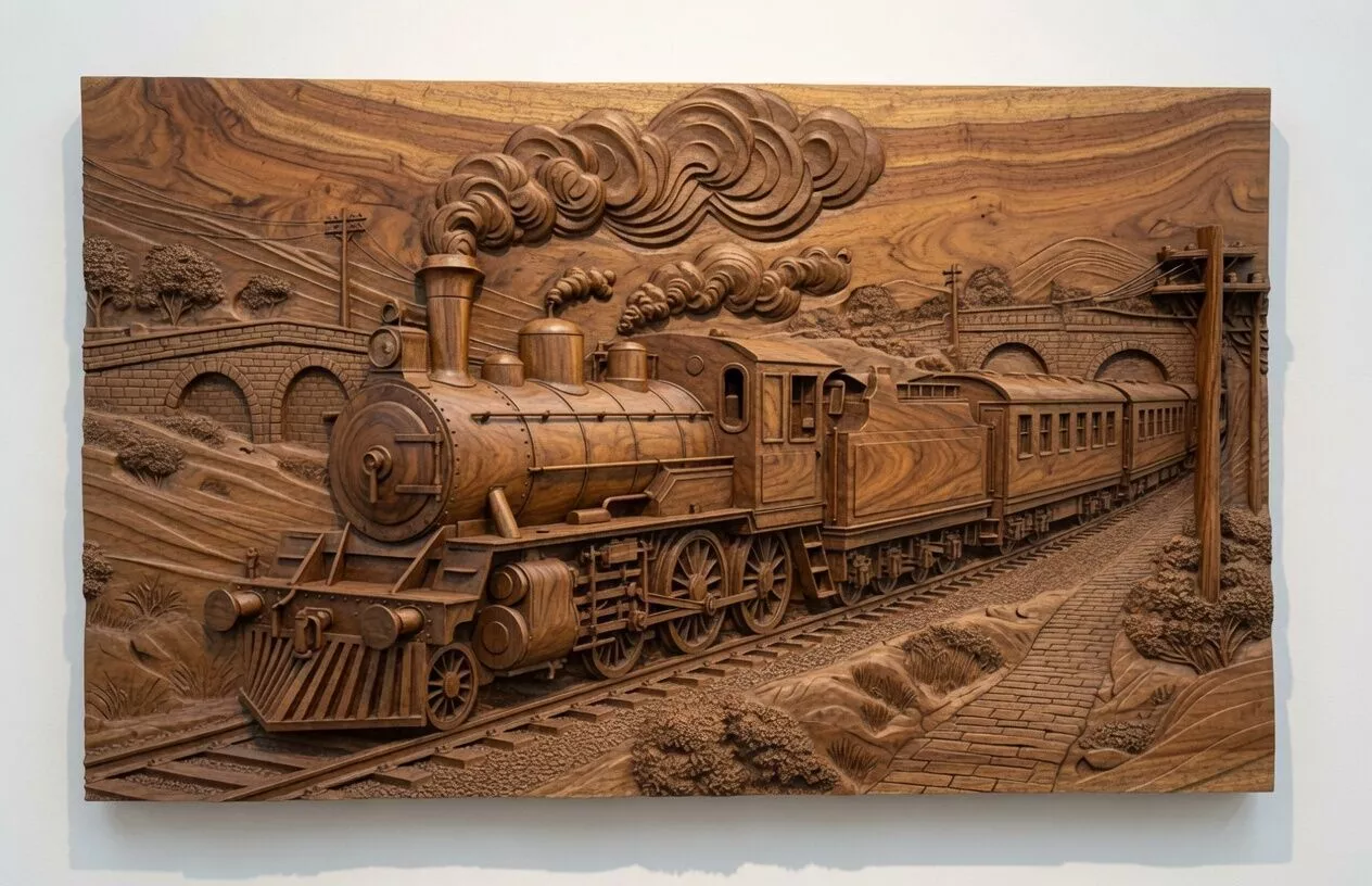 Classic Steam Locomotive CNC STLfile 3D print model