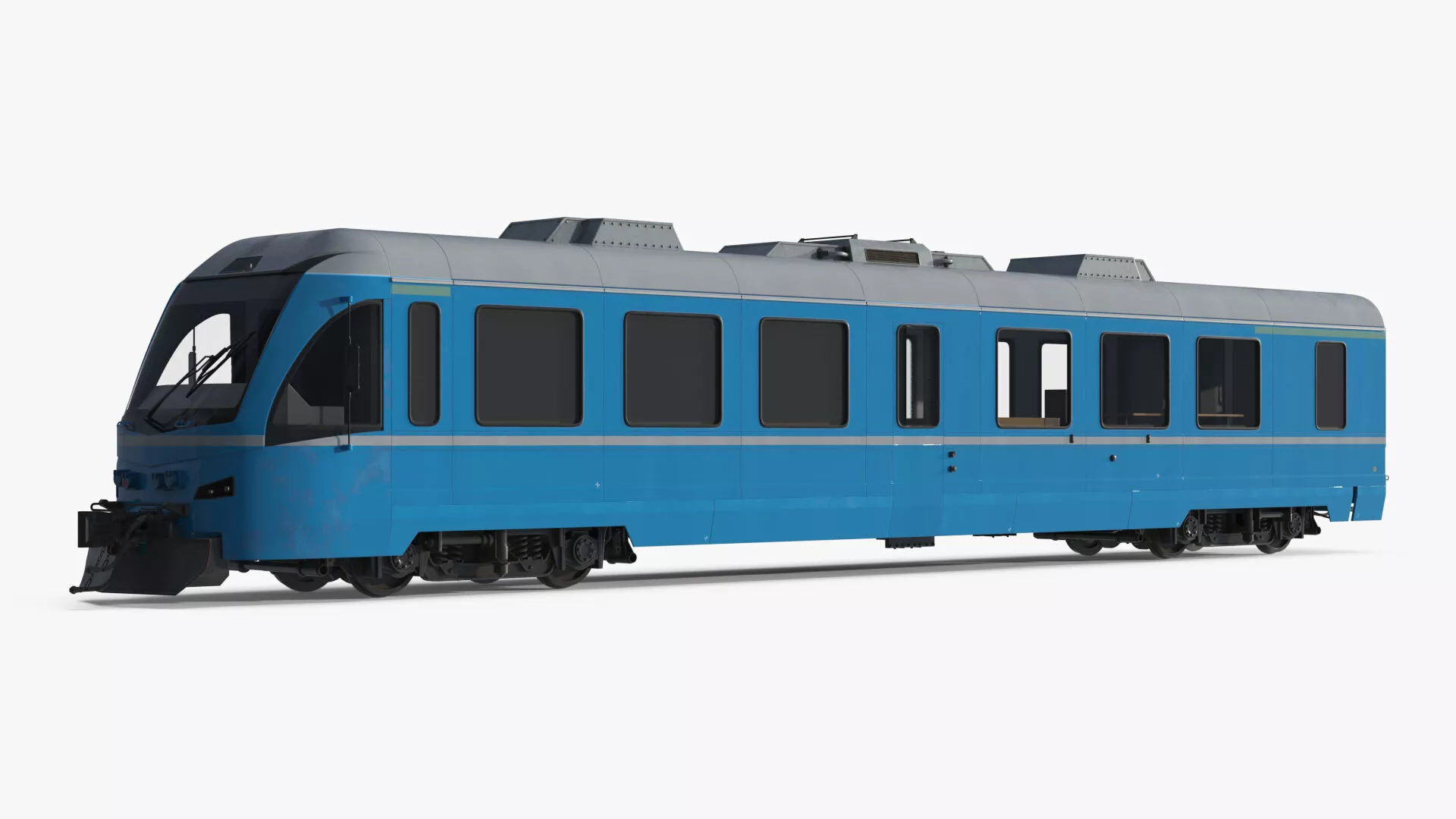 Lightweight Diesel Locomotive Front Coupler Blue with Interior 3D model