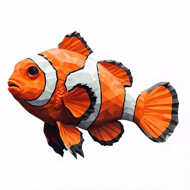 Low Poly Clownfish 3D Model - Geometric Marine Asset 3D print model