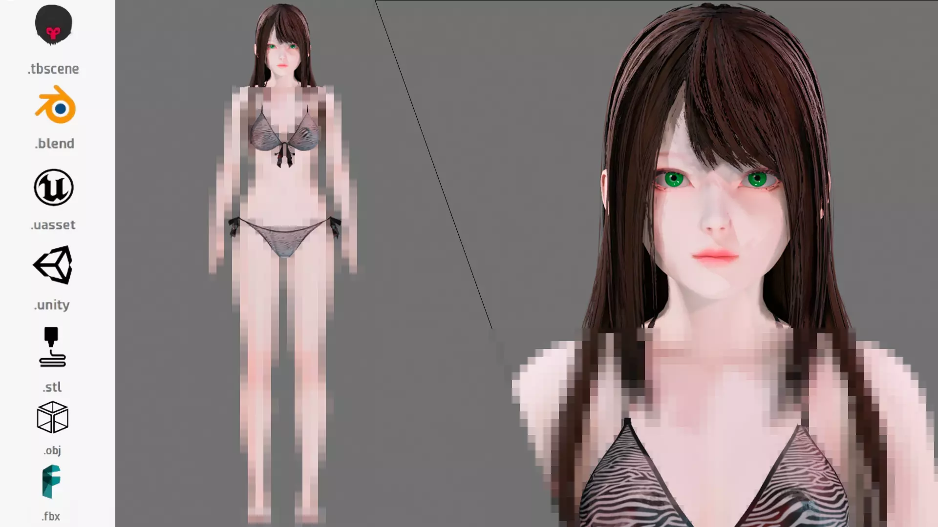 Beach Girl 0001 - Rig - Unreal - Unity - Blender - Animated Low-poly 3D model
