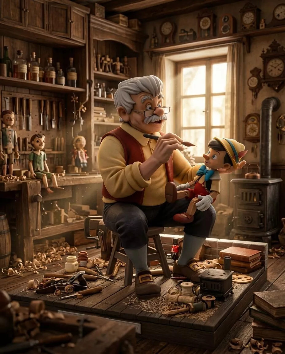 Geppetto and Pinocchio - The Final Touch 3D print model