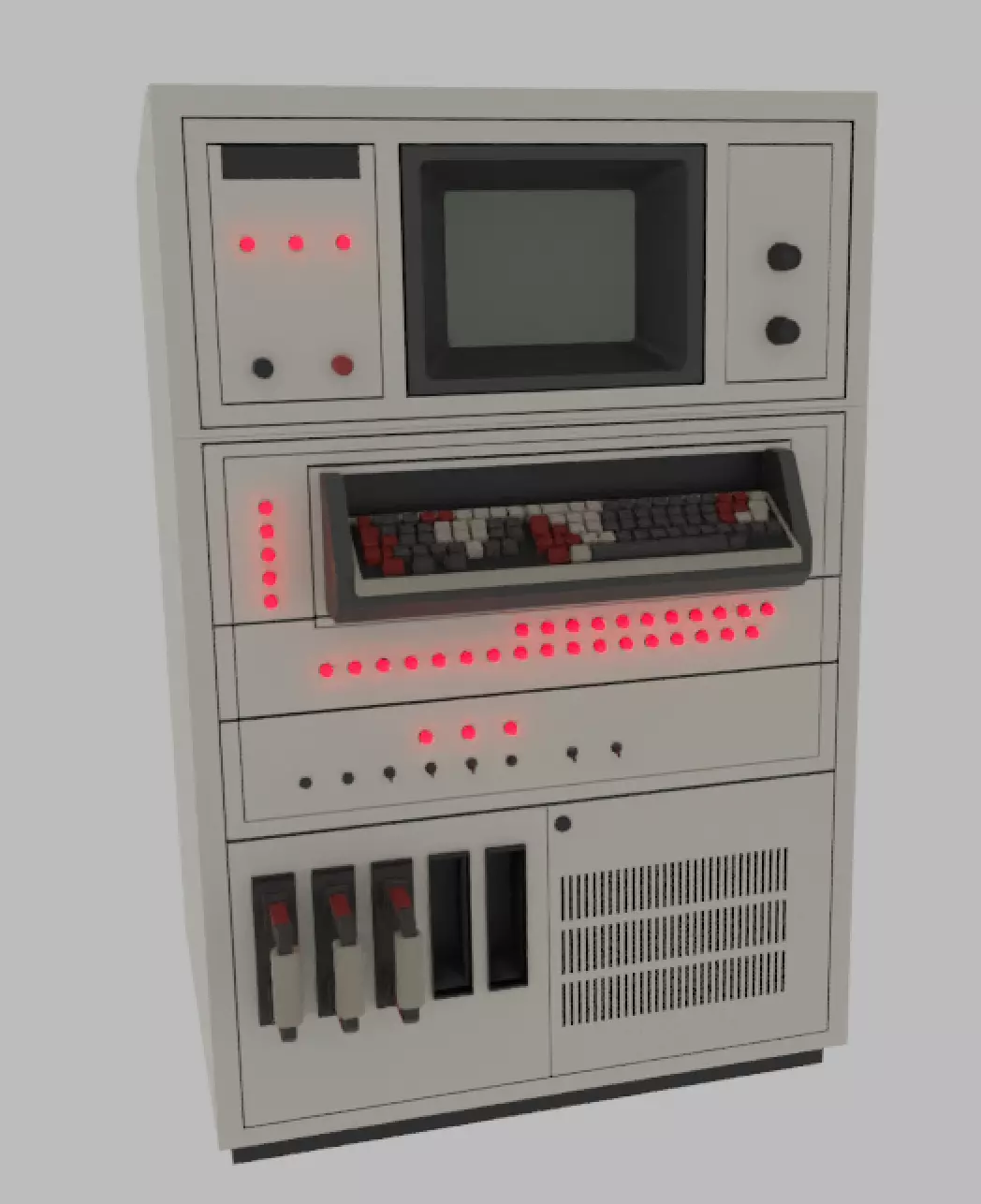 Big Sci-Fi Retro Computer Low-poly 3D model