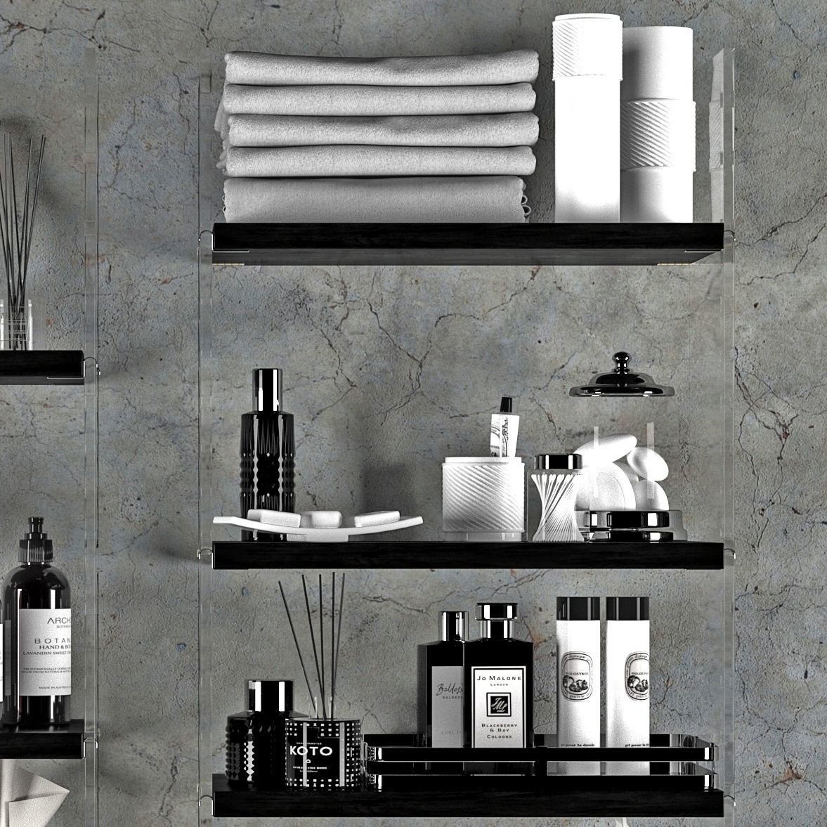 bathroom set 5 shelves 3D model_1