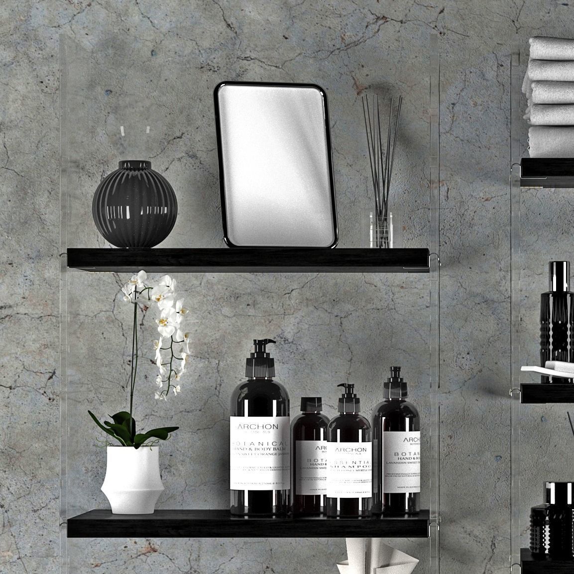 bathroom set 5 shelves 3D model_4