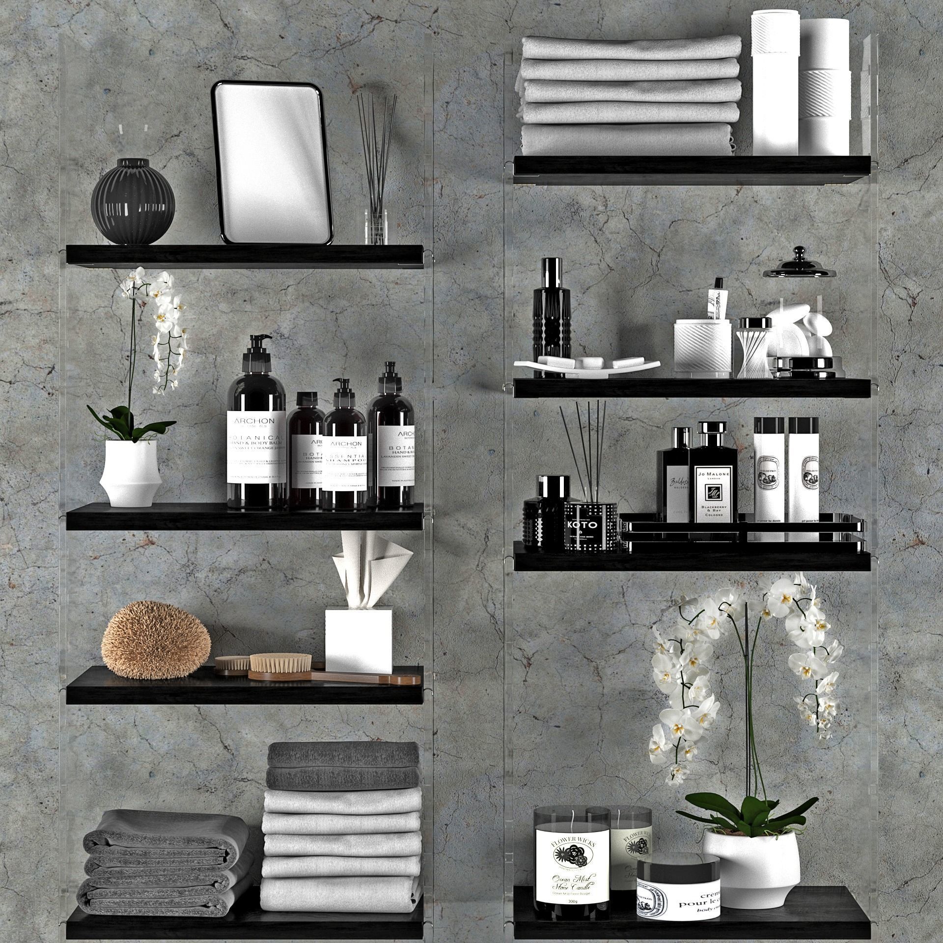 bathroom set 5 shelves 3D model_0