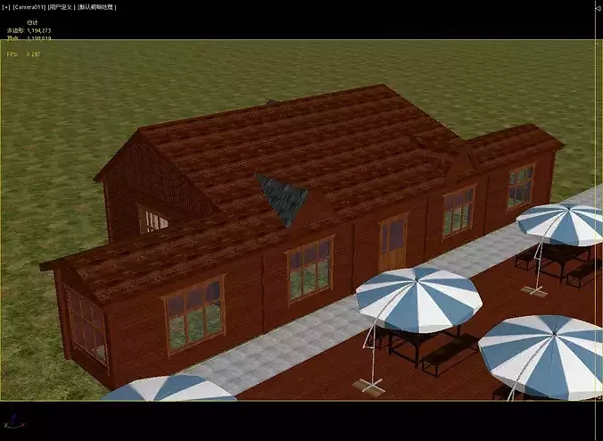Modern Wooden Cabin Resort Outdoor Cafe Environment 3D Pack 3D model 7