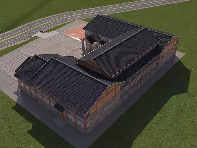 Modern Chinese Courtyard Club House Architecture 3D Model 3D model 4