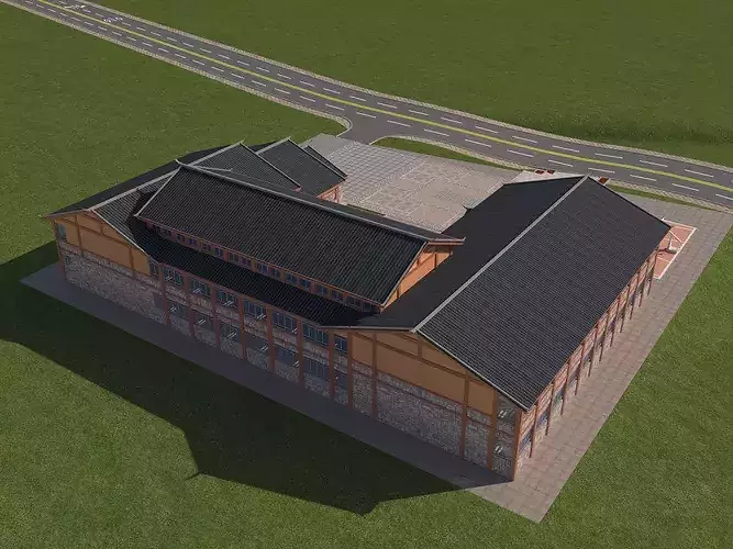 Modern Chinese Courtyard Club House Architecture 3D Model 3D model 3